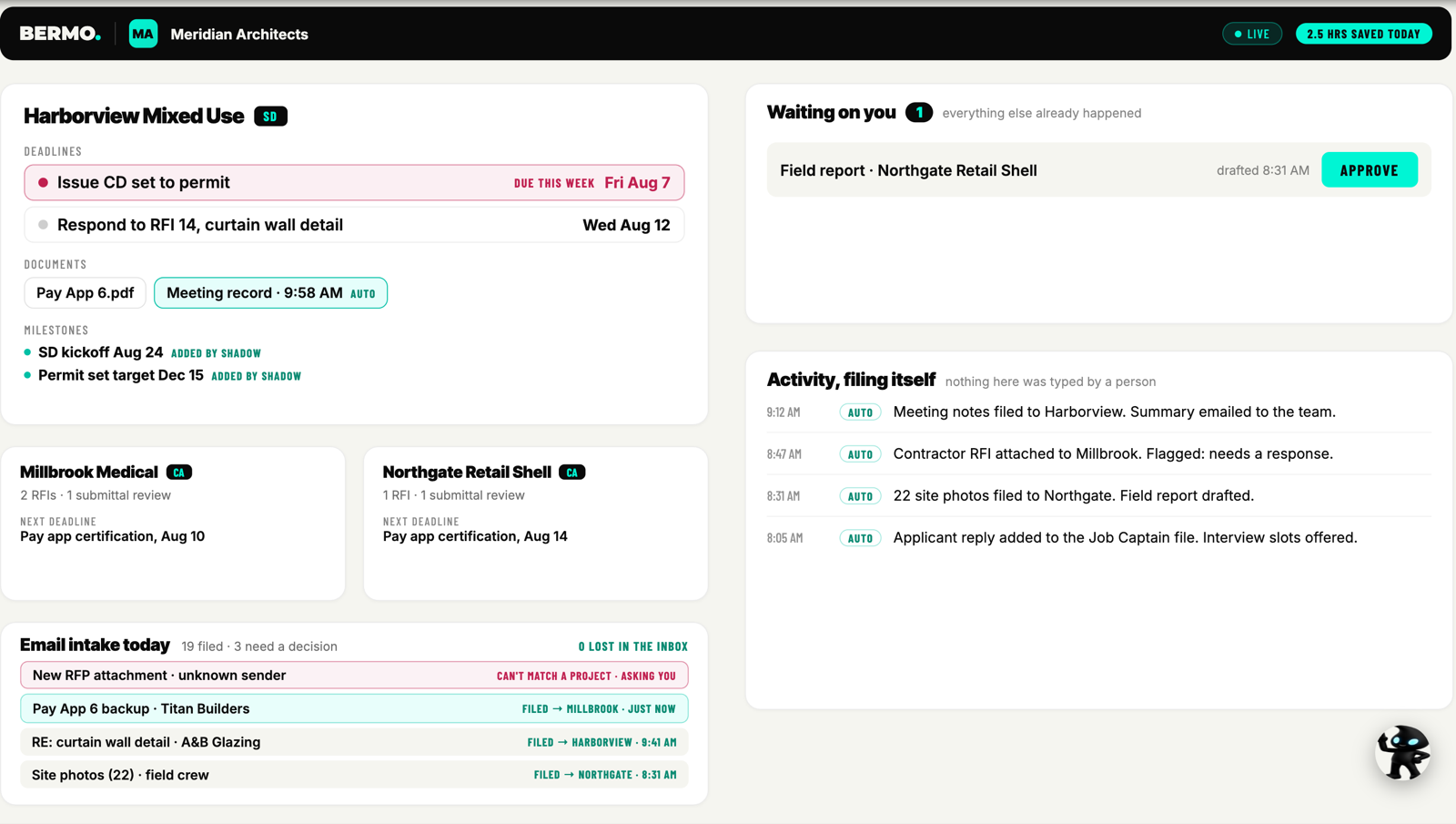 A BERMO built automation agent running inside a client CRM